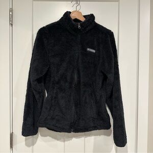 NWOT Columbia Fleece Fuzzy Teddy Zip High Collar Warm Jacket Black Size Small S